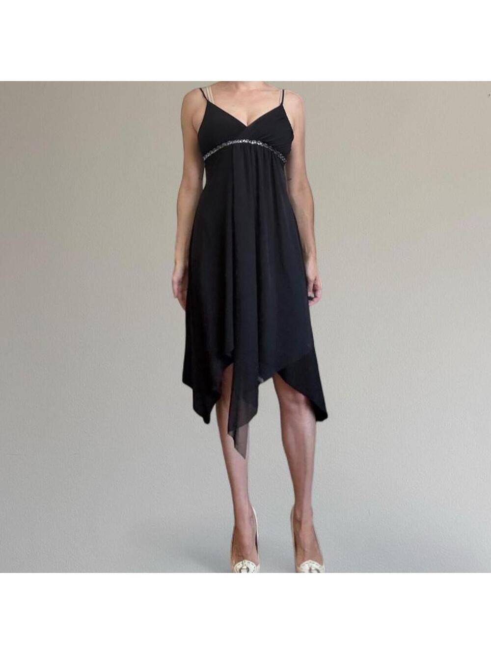 Y2K asymmetrical sequined midi dress from Body Central.